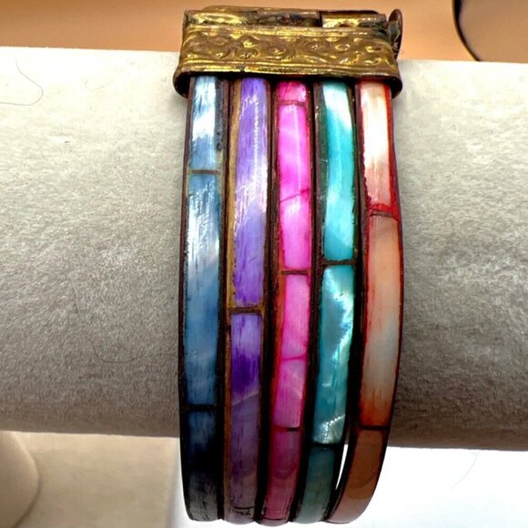 Vintage Boho Style Necklace & Bracelet Set With Multicolor Faux Gemstones.   N57 - Picture 8 of 14